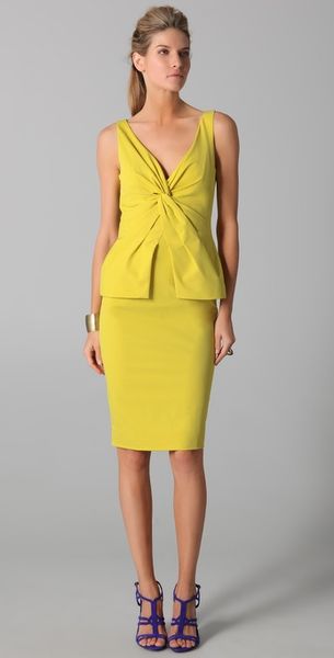  Knot Front V Neck Dress 