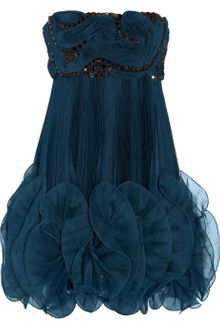 Marchesa Pleated Silk-Organza Dress - Lyst