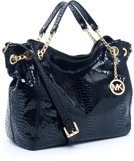 Michael Kors Jet Set Chain Shoulder Tote Pythonembossed  in Black (jet) - Lyst