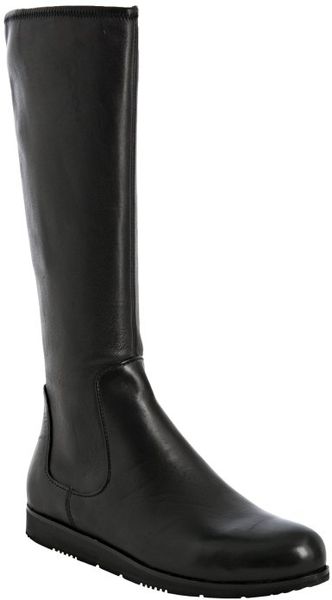 Sport Black Leather Flat Boots 