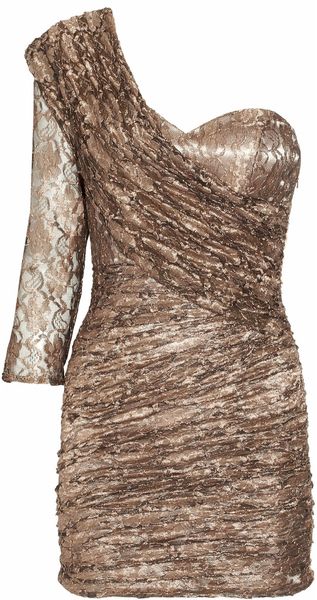 Rare Opulence Ruched Metallic-Lace Dress - Lyst