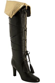 Yves Saint Laurent Black Leather Bowy 90 Zip Front Over-the-knee Boots - Lyst