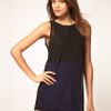 Asos Collection Asos Colour Block Tunic with Mesh Layering in Blue (black) - Lyst