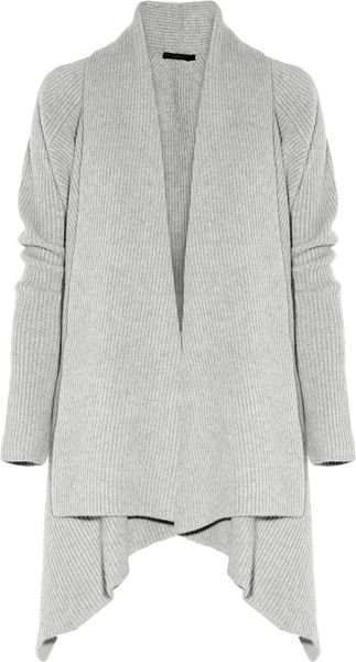 Donna Karan New York Oversized Ribbed Cashmere Cardigan in Gray - Lyst