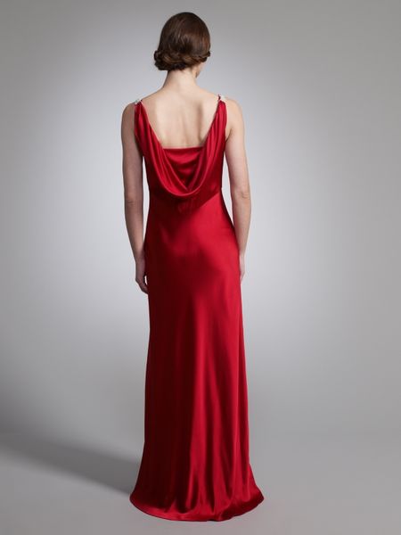 John Lewis Satin Cowl Back Long Dress in Red | Lyst