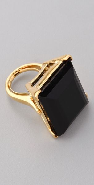 Kenneth Jay Lane Large Polished Gold & Jet Ring - Lyst