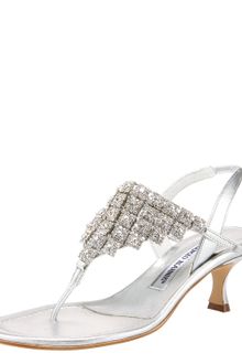 Manolo Blahnik Crystal-panel Thong Sandal - Lyst