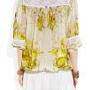 Roberto Cavalli Printed SilkChiffon And Crochet Dress in Yellow - Lyst