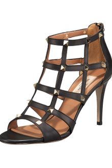 Valentino Rockstud Mid-heel Cage Sandal - Lyst