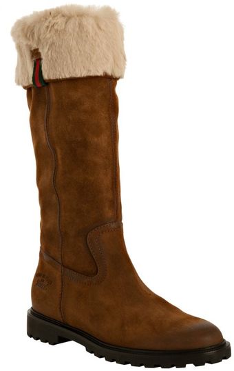  Brown Suede Saint Moritz High Flat Boots 