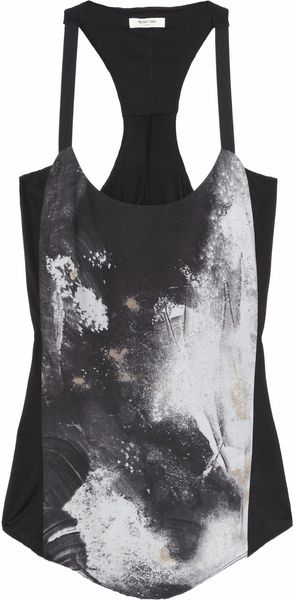 Helmut Lang Printed Silk-blend Cutout Top - Lyst