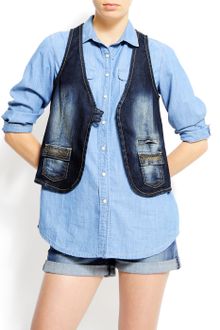Mango Denim Waistcoat - Lyst