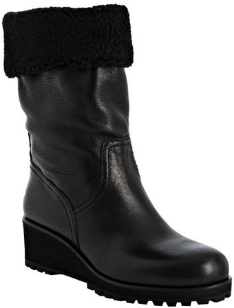  Faux Shearling Convertible Cuff Wedge Boots 