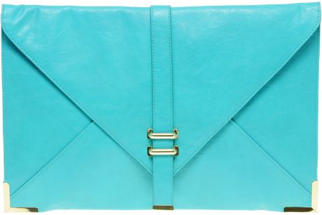 Asos Collection Asos Slot Through Portfolio Clutch in Blue (turquoise) - Lyst