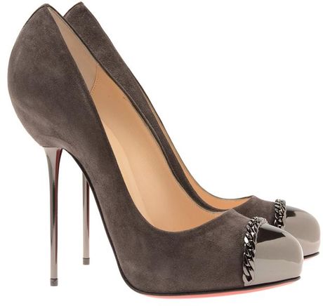 Christian Louboutin 'Metalipp' Suede and Gunmetal Pin Heels in Gray (grey) - Lyst