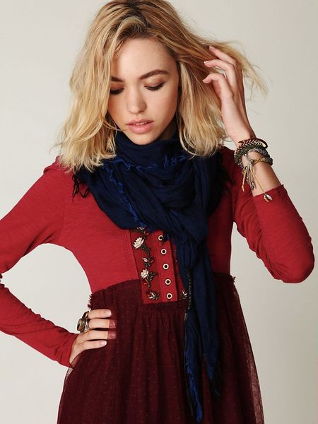 Free People Jack Frayed Scarf in Blue - Lyst