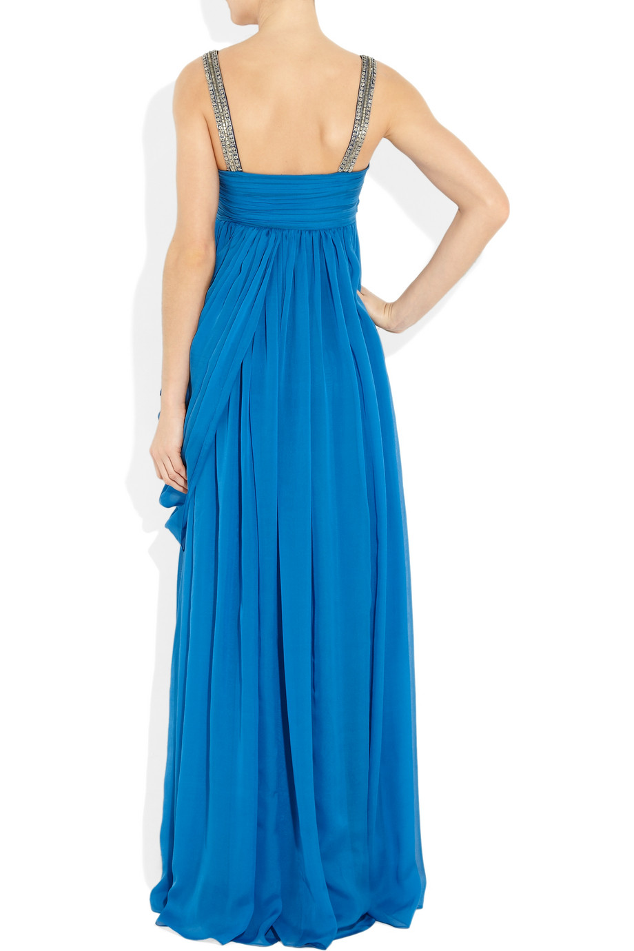 Lyst Matthew Williamson Embellished Silk Chiffon Gown In Blue