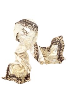 Roberto Cavalli Animal Print and Roses Silk Stole - Lyst