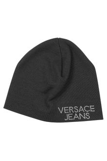 Versace Crystal Signature Wool Cap - Lyst