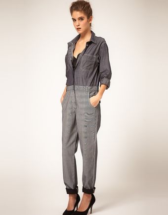 ASOS Collection Asos Denim Boilersuit with Stripe Detail - Lyst
