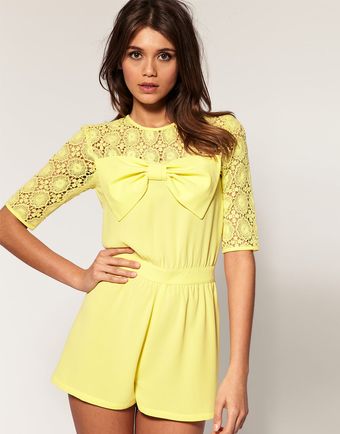 ASOS Collection Asos Lace Bow Playsuit - Lyst