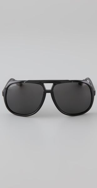 Gucci Oversized Aviator Sunglasses In Black Lyst