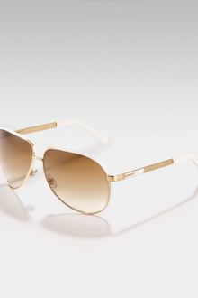 Gucci Aviator Sunglasses, Gold/white - Lyst