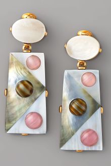 Oscar de la Renta Pearly Geometric Earrings - Lyst