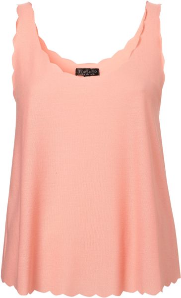 Topshop Scallop Vest in Pink (peach) - Lyst