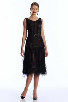 Oscar de la Renta Dress with Feather Hem - Lyst