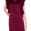 Sunner Vanderbilt Ruffled Satin Tunic Dress in Purple (burgundy) - Lyst
