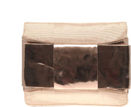 Asos Collection Asos Mirrored Bow Clutch in Gold (nude) - Lyst