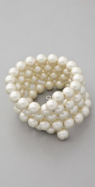Kenneth Jay Lane Pearl Coil Bracelet in White (pearl) - Lyst