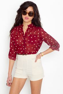 Nasty Gal Darcy Dot Blouse - Wine - Lyst