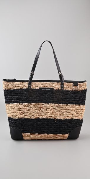 Rebecca Minkoff Endless Love Straw Tote in Black - Lyst