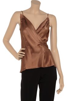 Alberta Ferretti Wrap-effect Silk-satin Top - Lyst
