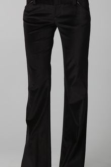Alice + Olivia Olivia Velvet Pants with Leather Trim - Lyst