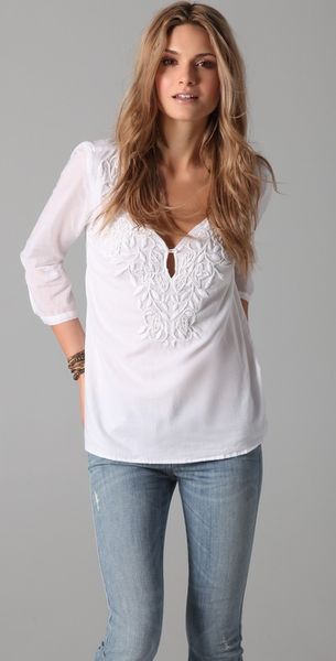 Velvet Aubin Embroidered Blouse - Lyst