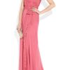 Alberta Ferretti Oneshoulder Lacetrimmed Silkchiffon Gown in Pink (coral) - Lyst