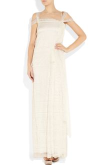 Alberta Ferretti Silk and Lace Gown - Lyst