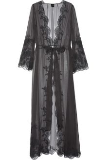 Carine Gilson Lace-appliquéd Silk-mousseline Robe - Lyst