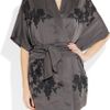 Carine Gilson Laceappliquéd Silksatin Robe in Gray - Lyst