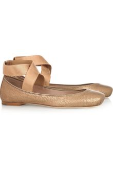 Chloé Metallic Textured-leather Ballet Flats - Lyst
