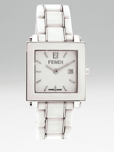 Fendi Ceramic Square Watch in White - Lyst