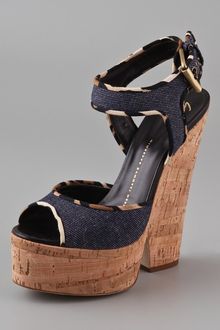 Giuseppe Zanotti Cork Cutout Wedge Sandals - Lyst