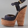 Giuseppe Zanotti Cork Cutout Wedge Sandals in Blue (denim) - Lyst
