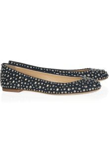 Giuseppe Zanotti Studded Denim Ballet Flats - Lyst