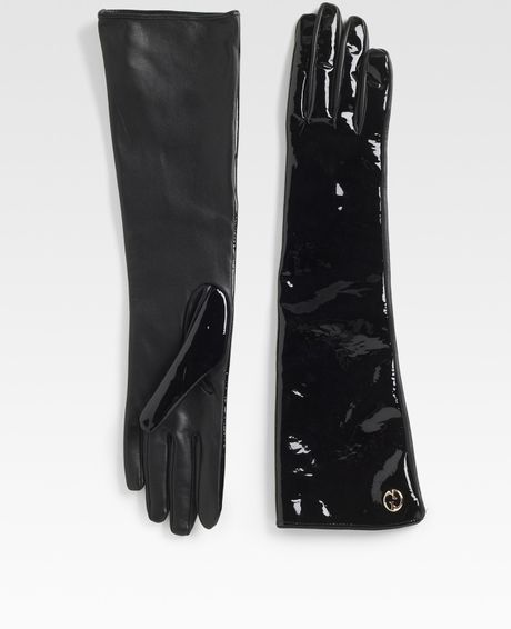 Gucci Long Patent Leather Gloves in Black - Lyst