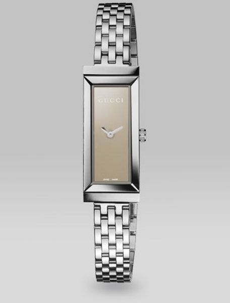 Gucci Gframe Stainless Steel Rectangle Watch in Brown - Lyst