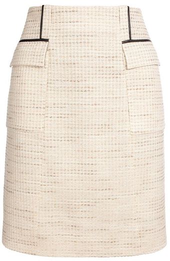 Jason Wu A-line Tweed Skirt with Leather Piping - Lyst